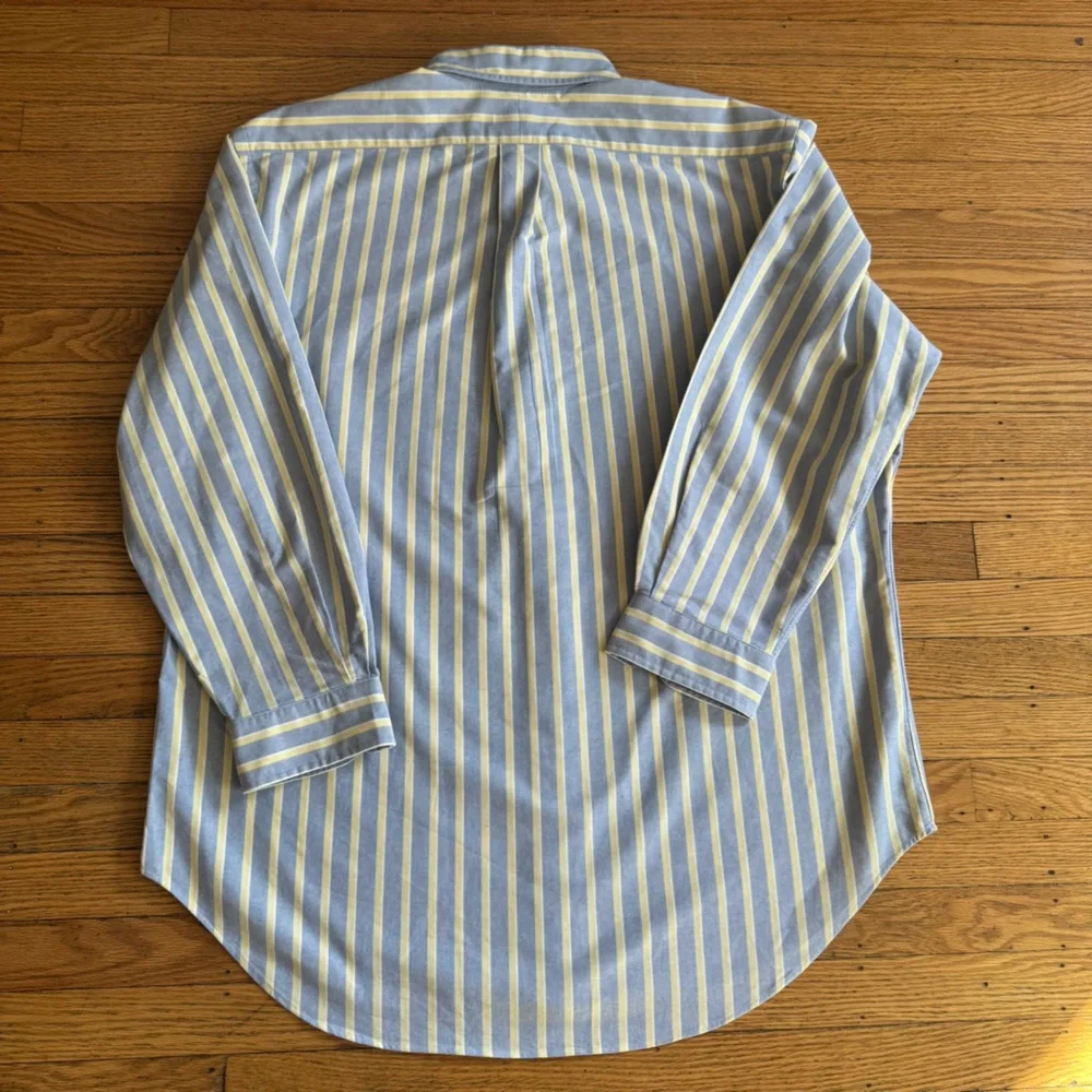 Ralph Lauren Blue and White Striped Classic Fit Shirt Neck Size 17 Preppy - Picture 11 of 14